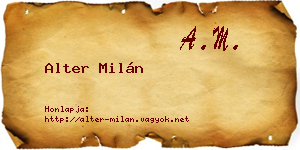 Alter Milán névjegykártya